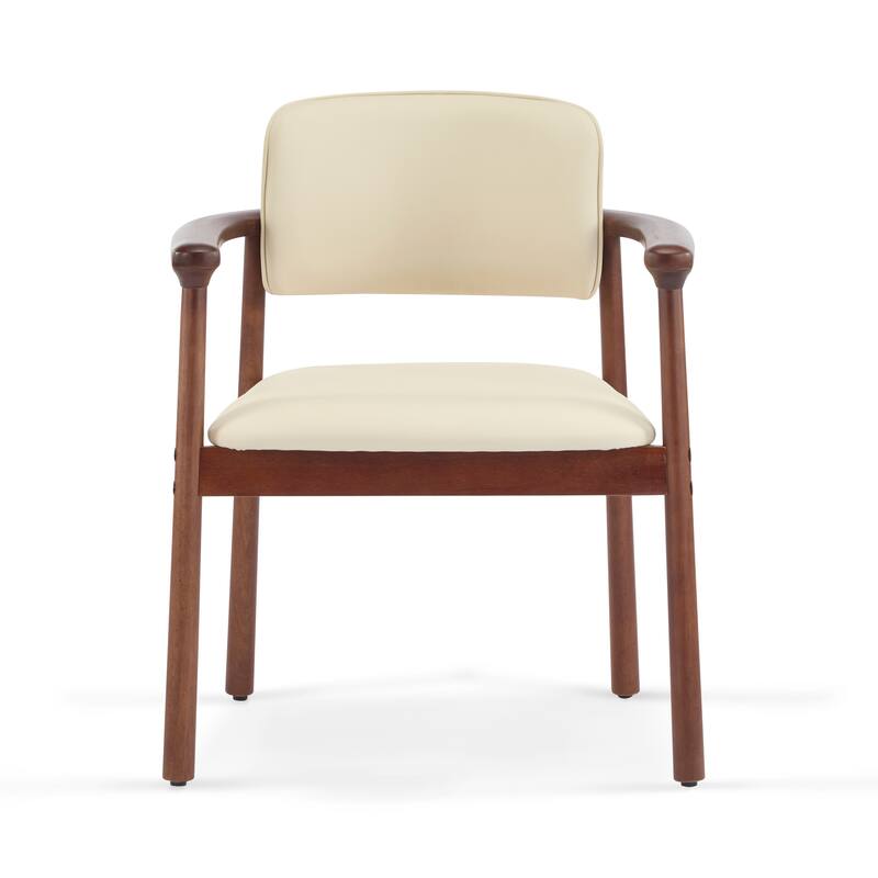 Dining Chairs Set of 2, Modern Kitchen & Dining Room Chairs, PU Upholstered Armchairs with Rubber Wood Frame