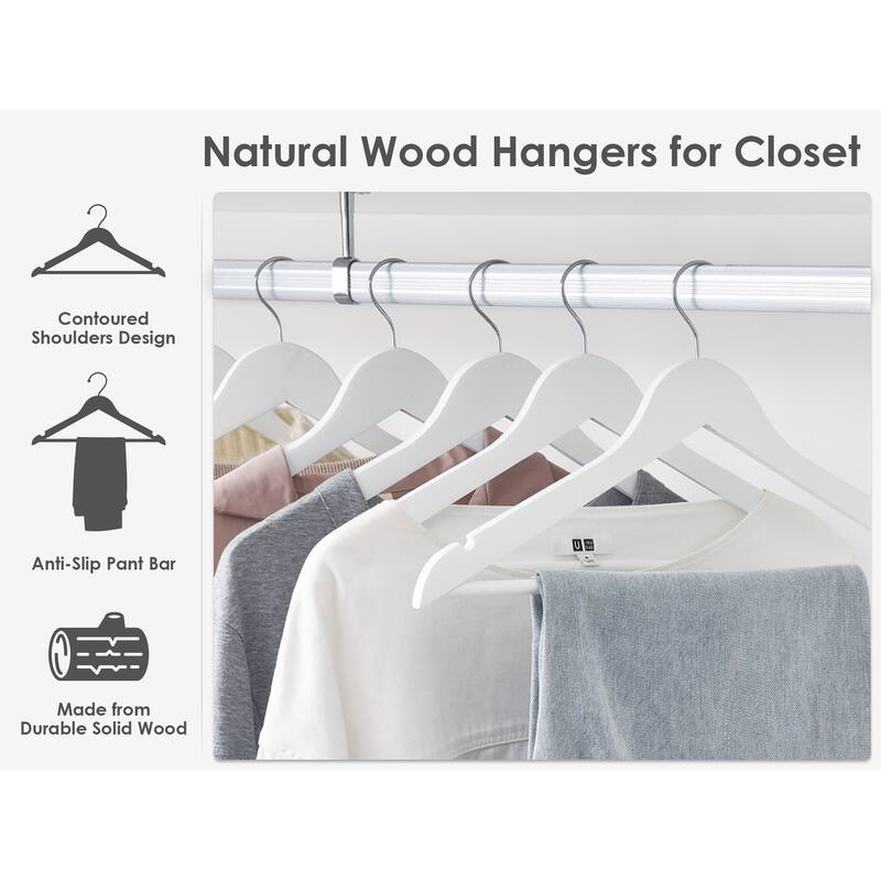StorageWorks Wooden Clothes Hangers, Hangers for Coats, Shirts, Jackets, Pants, Suits