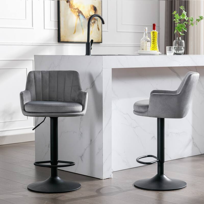 Bar Stools Set of 2,Adjustable Barstools with Back and Footrest, Counter Height Bar Chairs for Kitchen,Pub