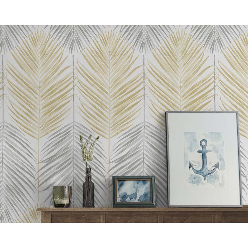 NextWall Two Toned Palm Peel and Stick Wallpaper