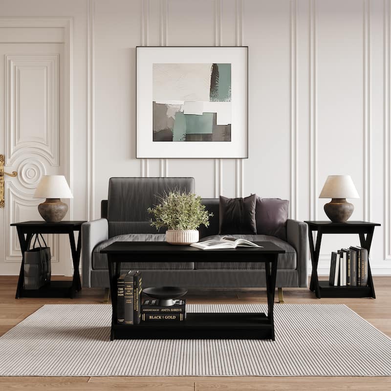 Clayfell Emporia 3 Piece Coffee Table Set - Black