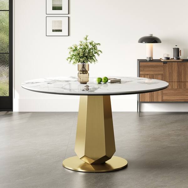 53 inch Luxury Round Dining Table with Sintered Stone Top - Bed Bath ...