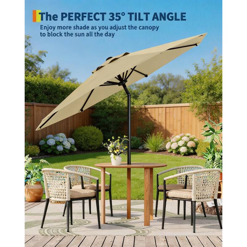 10ft Outdoor Patio Umbrella, with Crank Lift & Push Button Tilt, UV Protection Waterproof