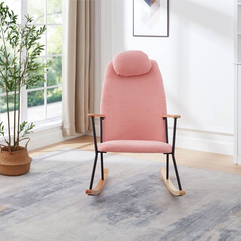 Accent Rocking Chair with Adjustable Headrest Pillow