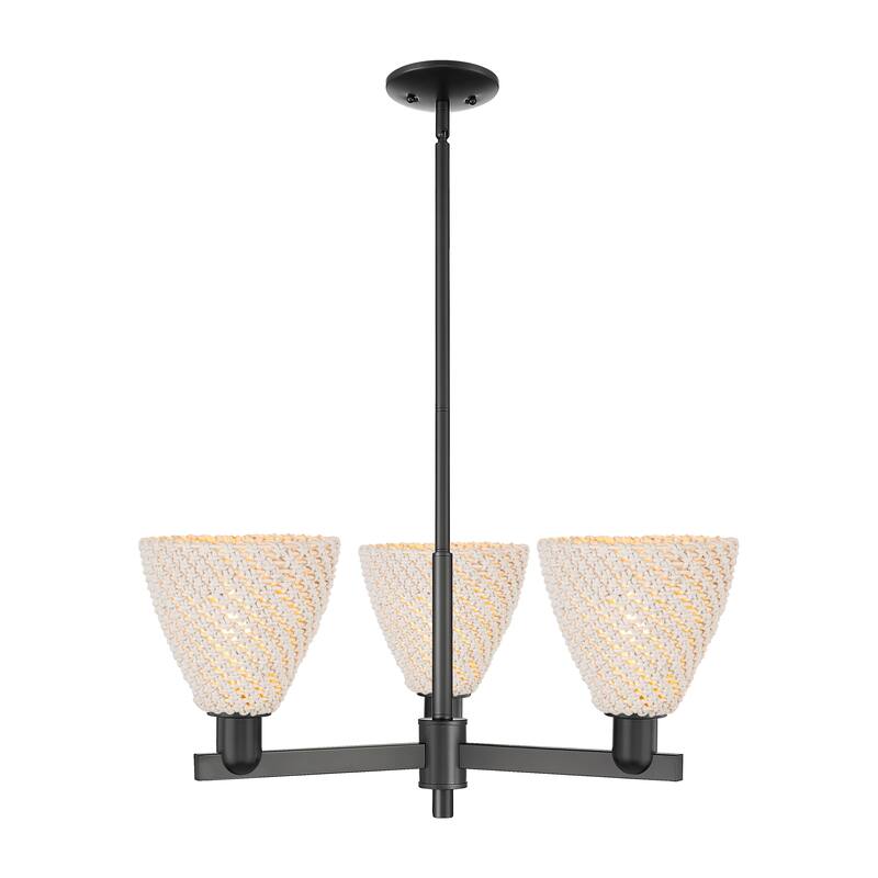 Innovations Lighting Downtown Urban - Natural Ballston Dome - 3 Light 18" Chandelier - Matte Black