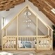 preview thumbnail 1 of 49, Wood House-Shaped Full Floor House Bed with Fence,Guardrails,Kids and Baby Natural