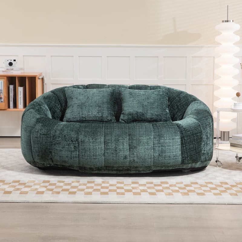Emerald Modern 59.05" Chenille High Back Loveseat Upholstered Chaise Lounge Chair with Pillows