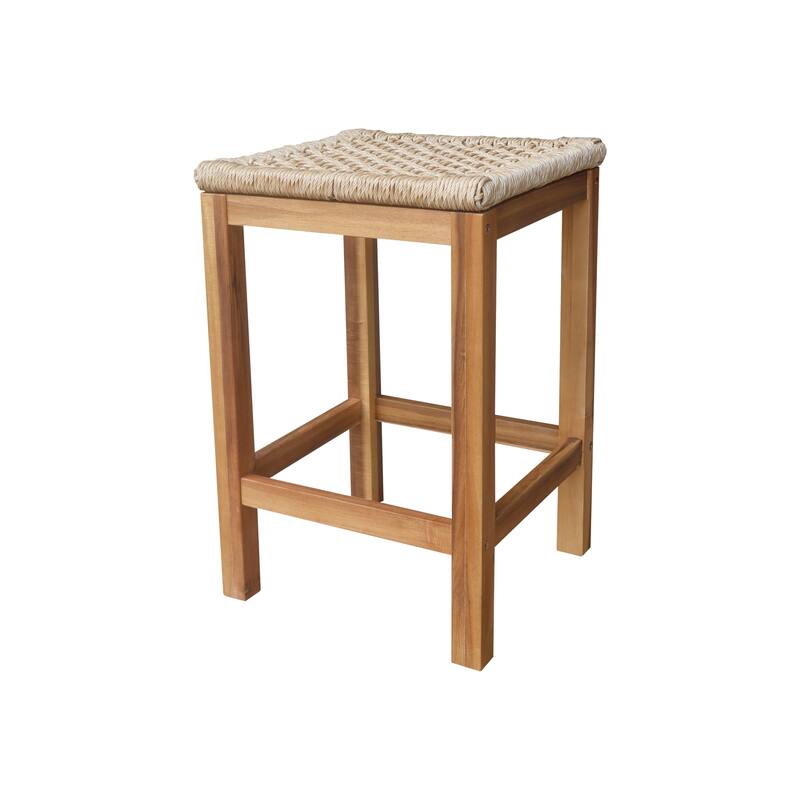 Outdoor Set of Two Stools with Wicker Seats
