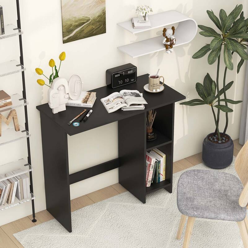 Costway Small Computer Desk with Storage Modern Writing Desk with