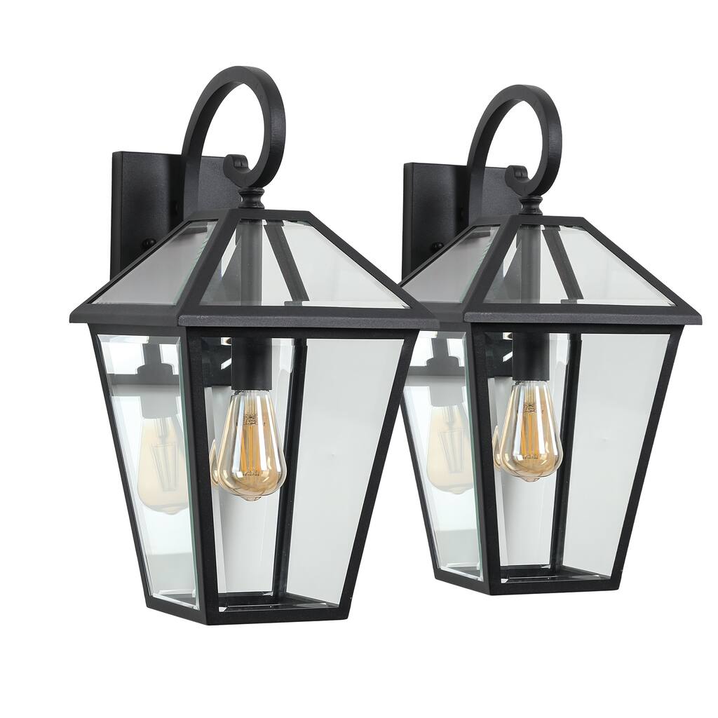 Outdoor Black Lantern Sconce Light, 2-Pack - 2 Pack