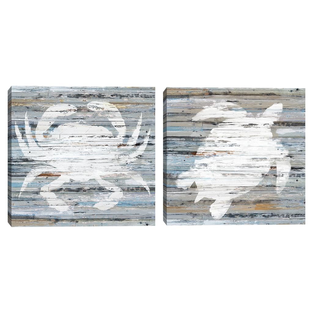 Beach Crab & Beach Turtle by Studio Arts Canvas Art Prints