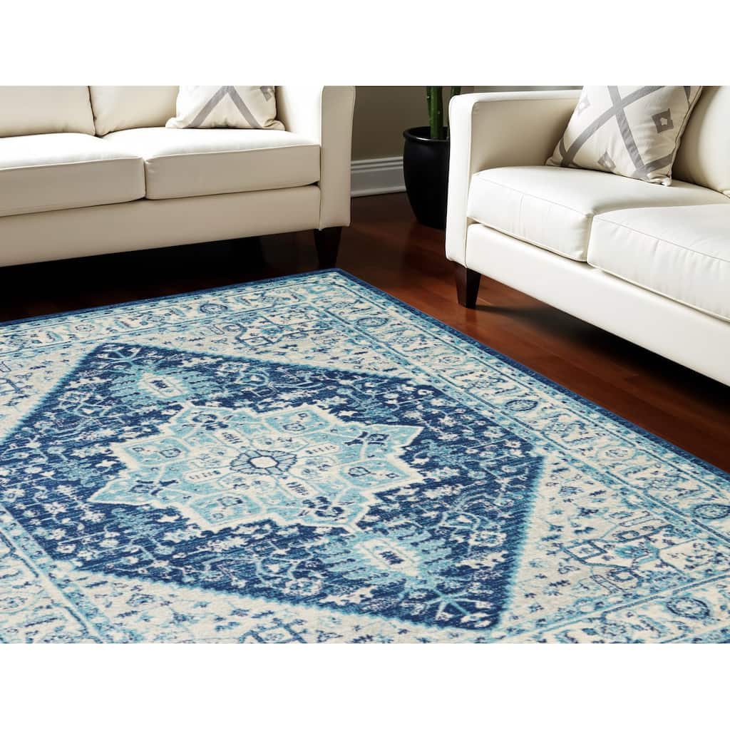 HomeRootsFloral Medallion Transitional Rectangle Area Rug - 108' X '72' X '0.5