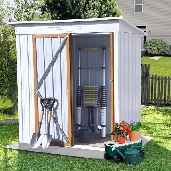 10 Ft. W X 14 Ft. D Outdoor Metal Shed Storage With Updated Frame Structure And Lockable Doors Polar Aurora