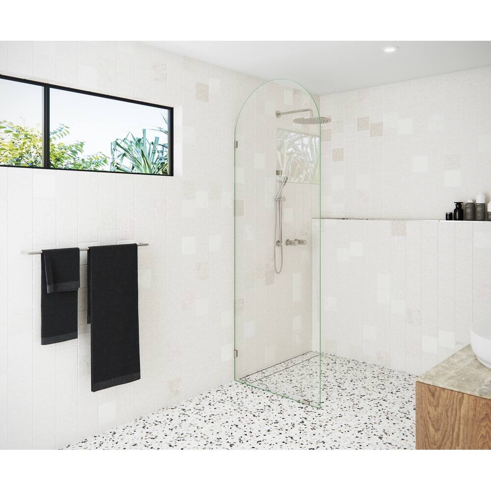 Glass Warehouse 30" x 86.75" Frameless Shower Door - Arched Single Fixed Panel