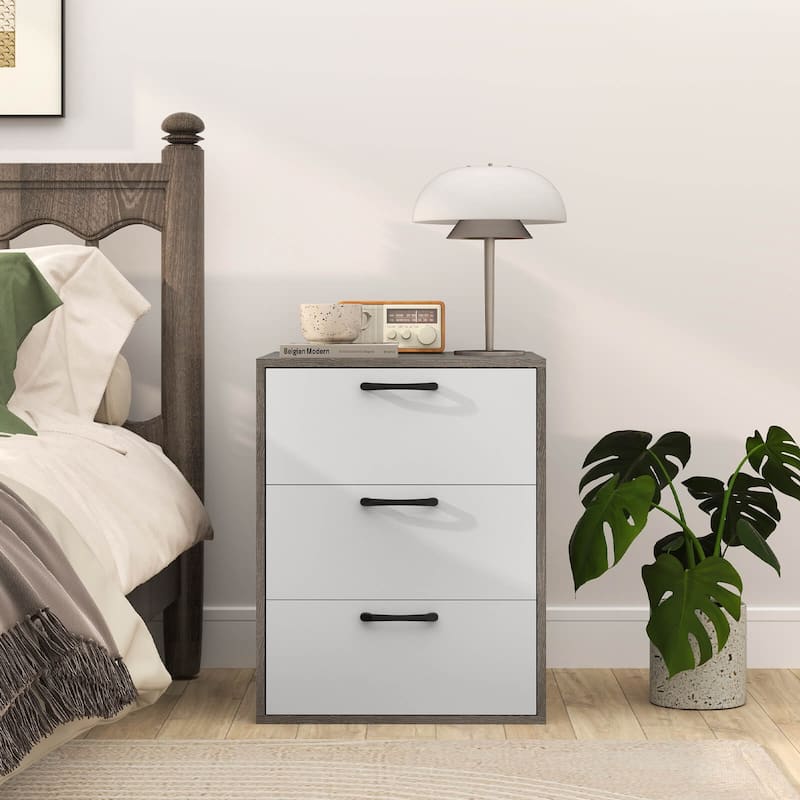 Costway 1/2 PCS 3 Drawer Dresser Chest of Drawer Storage Cabinet with