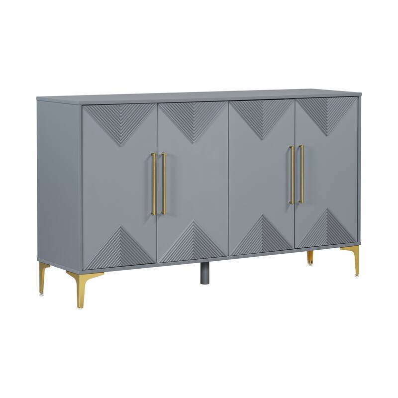 Grey Accent Cabinet Triangular Pattern Storage Cabinet Buffet Sideboard