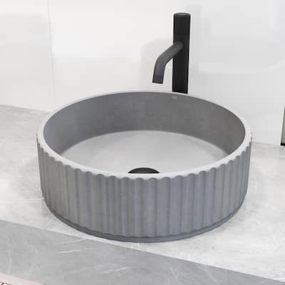 VIGO Windsor 16"L x 16"W Concrete Vessel Sink and Apollo 12"H Faucet Set