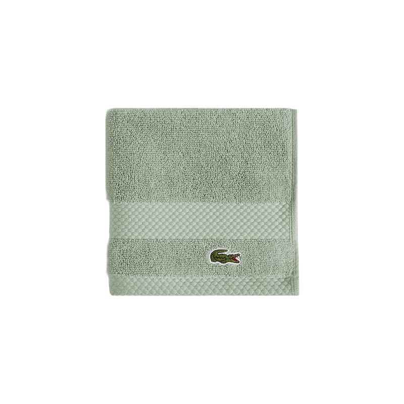 Lacoste Heritage Supima 100% Cotton Bath Towel, Hand Towel, Wash Cloth, and Bath Sheet - Aloe - Wash Cloth