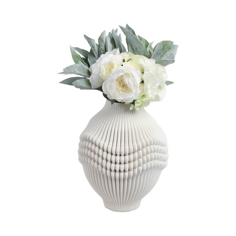 Decorative Vase - Ivory Ceramic 3D Printed Artistic
