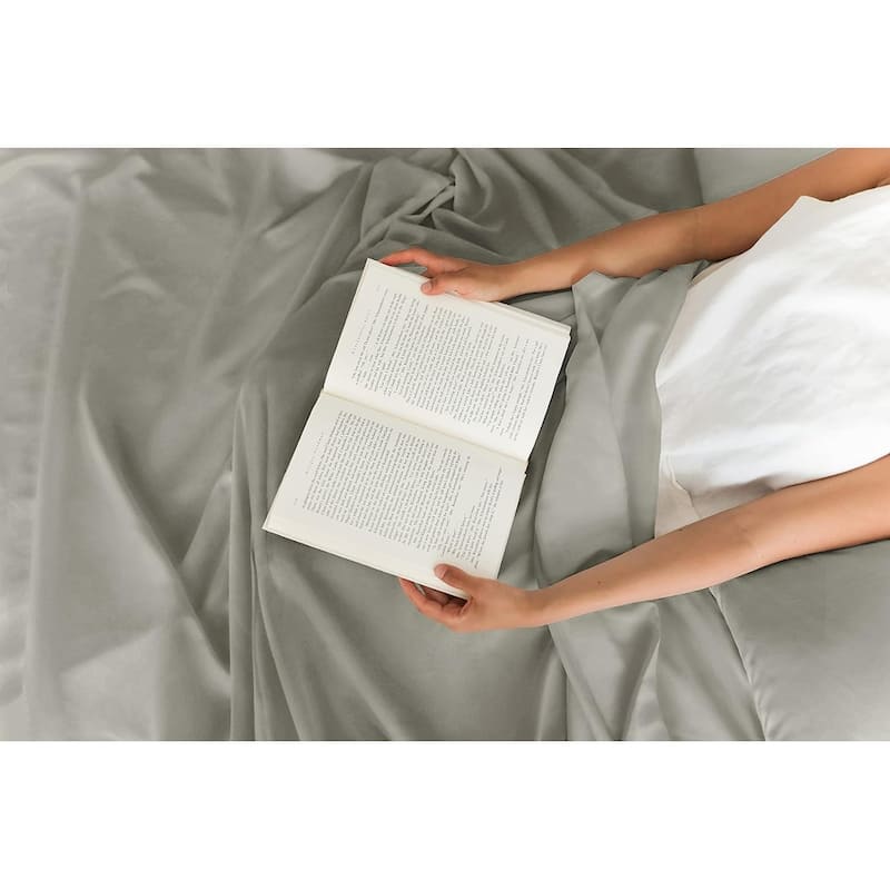 CGK Linens Brushed Microfiber Soft Wrinkle free 4 Piece Bed Sheet Set - Queen - Light Grey