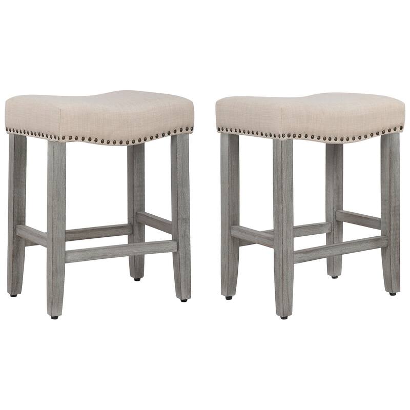 Jameson Upholstered Polyester Gray 24 Inch Counter Stool (Set Of 2 ...