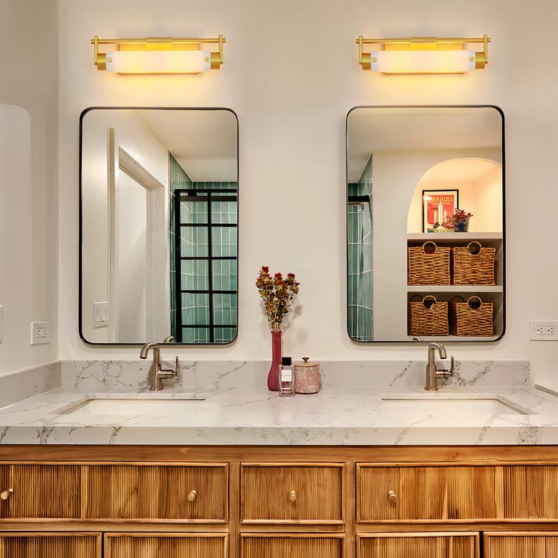 2-Light Modern Transitional Gold Acrylic Vanity Wall Sconce for Bathroom & Bedroom - 1 Light