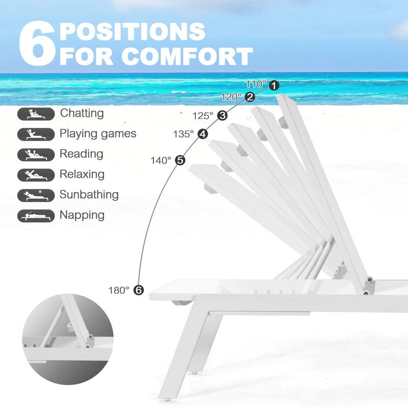 Outdoor Aluminum Chaise Lounge Chair with 6 Adjustable Backrest