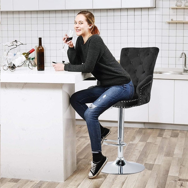 1 PCS Tufted Velvet Barstool Adjustable Lift with Lion Knocker High 20 L x 20 W x 50 H On Sale Bed Bath Beyond 36368749