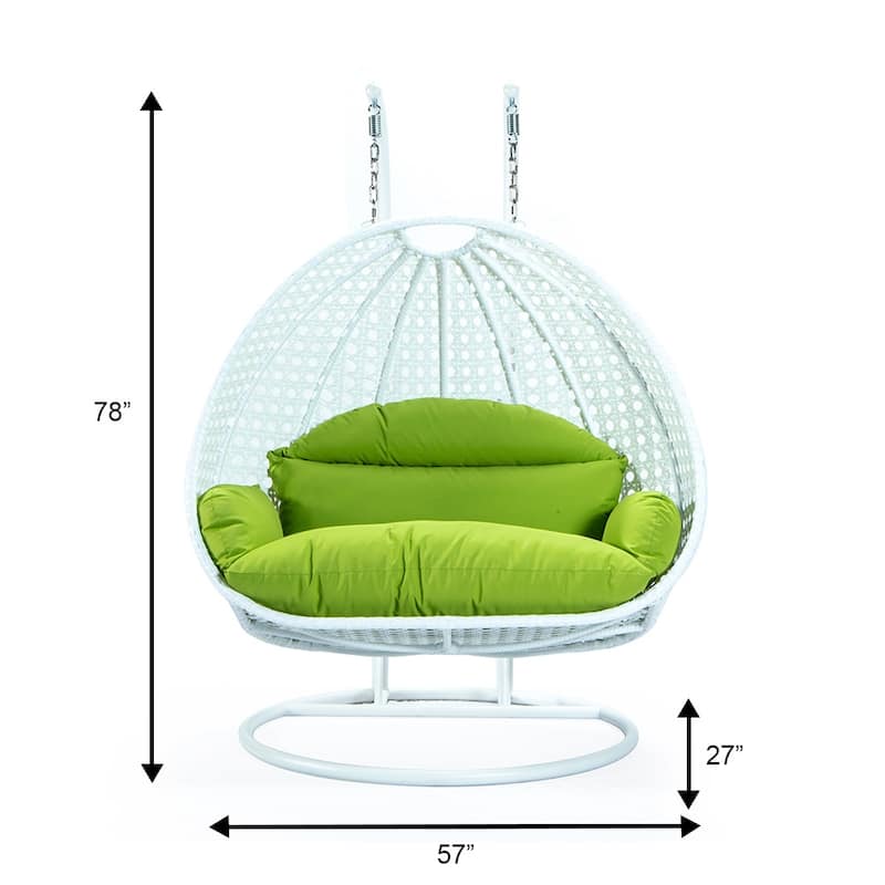 Egg Shaped 2-Person Swing Chair Set with Iron Stand Removable and Washable Cushion for Indoor Outdoor