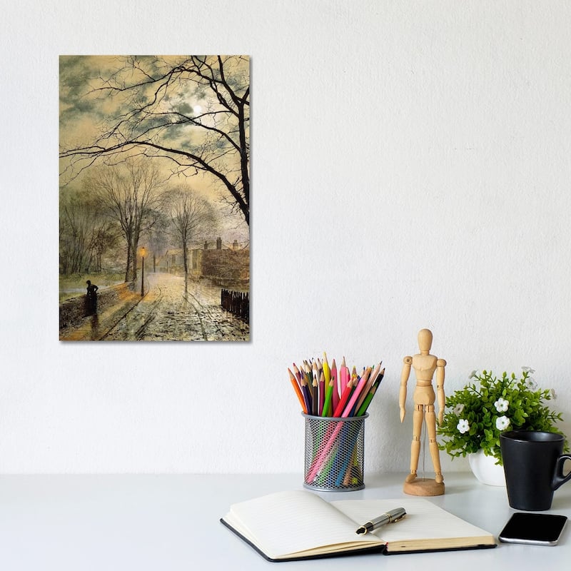 iCanvas "A Moonlit Stroll, Bonchurch, Isle of Wight, 1878" by John Atkinson Grimshaw Canvas Print - 12x8x0.75