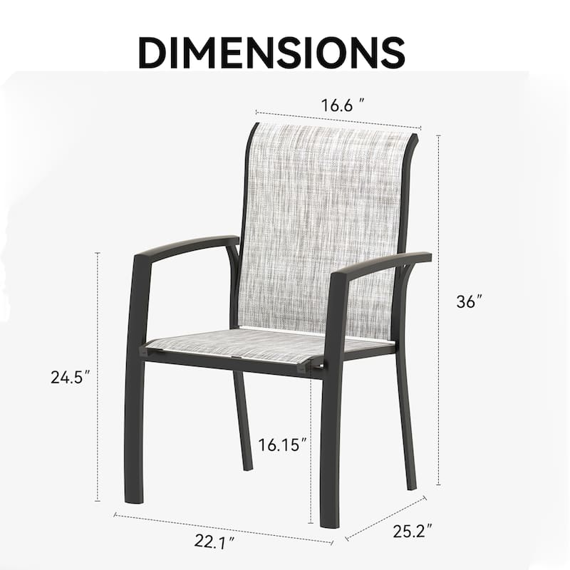 Garden Patio Chairs Set of 2, All Weather Metal Outdoor Dining Chairs, Garden, Poolsides