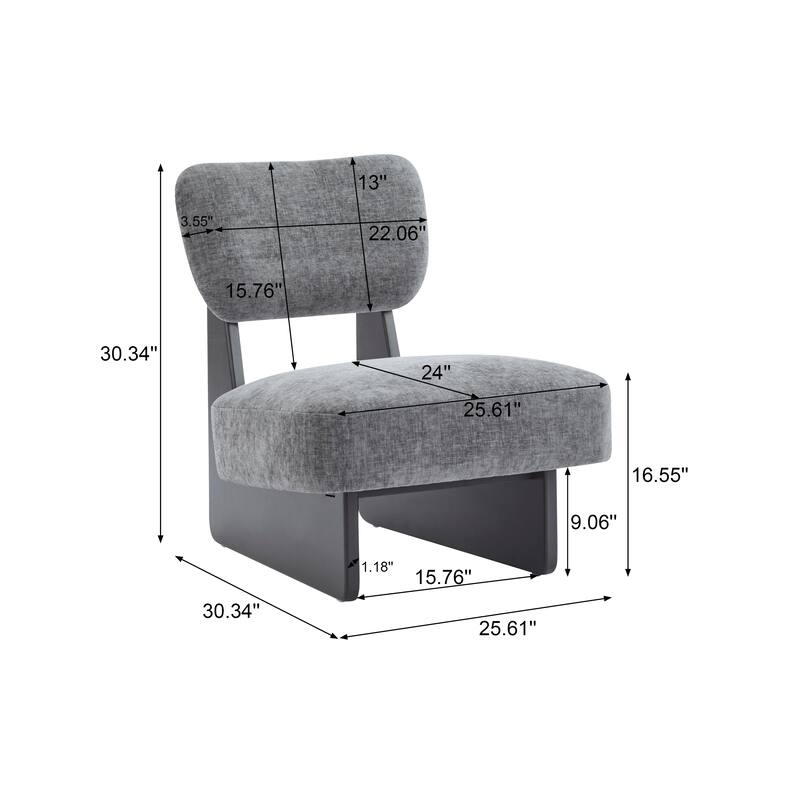 [Set of 2] Modern Lounge Chair with Polyester Upholstery, Sturdy Wood Base With Black Finish