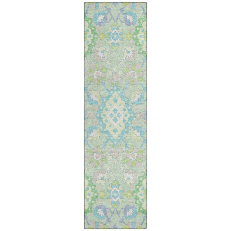 Machine Washable Indoor/ Outdoor Boho Traditional Chantille Rug