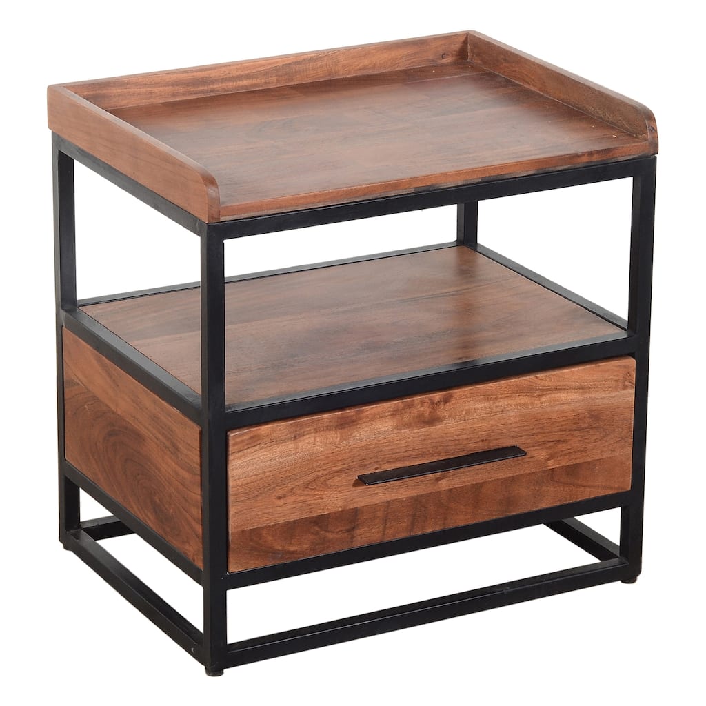 metal and wood end table