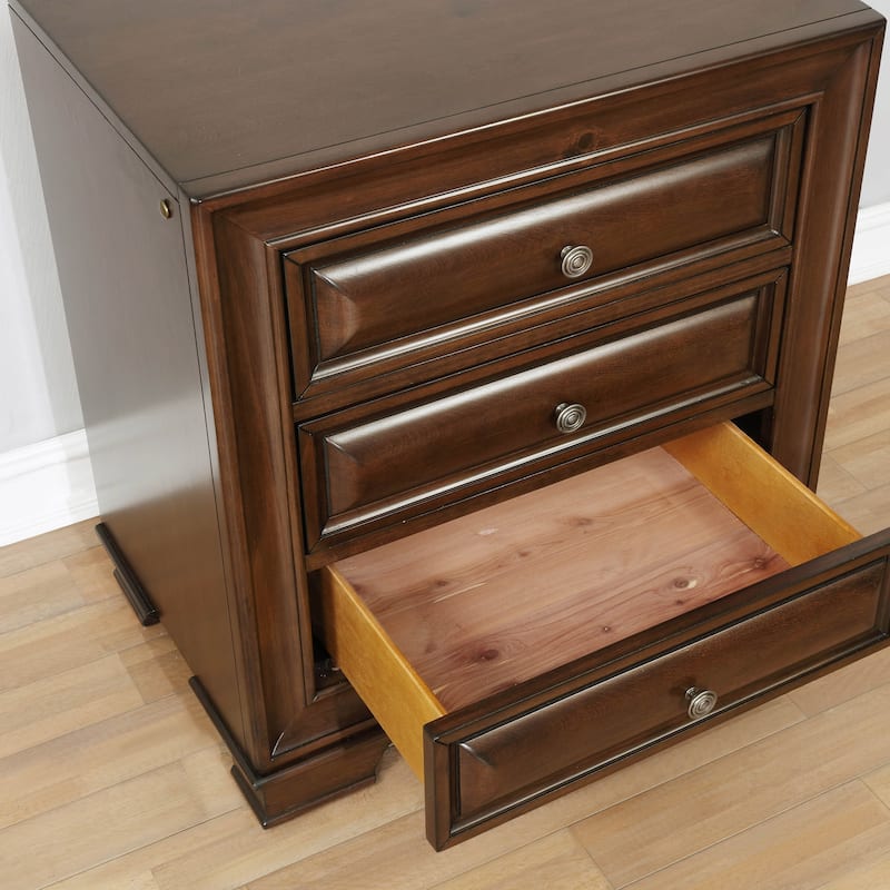 Oslo Traditional Wood 3-Drawer Nightstand with USB by Furniture of America