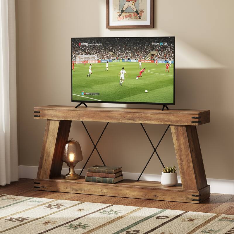 70.9" Farmhouse Console Table with Storage, Industrial Rustic Sofa Table