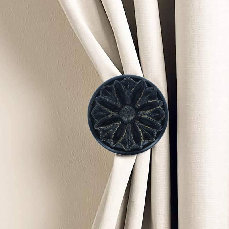 MERIVILLE Set of 2 Petal Window Drapery Medallion Holdbacks