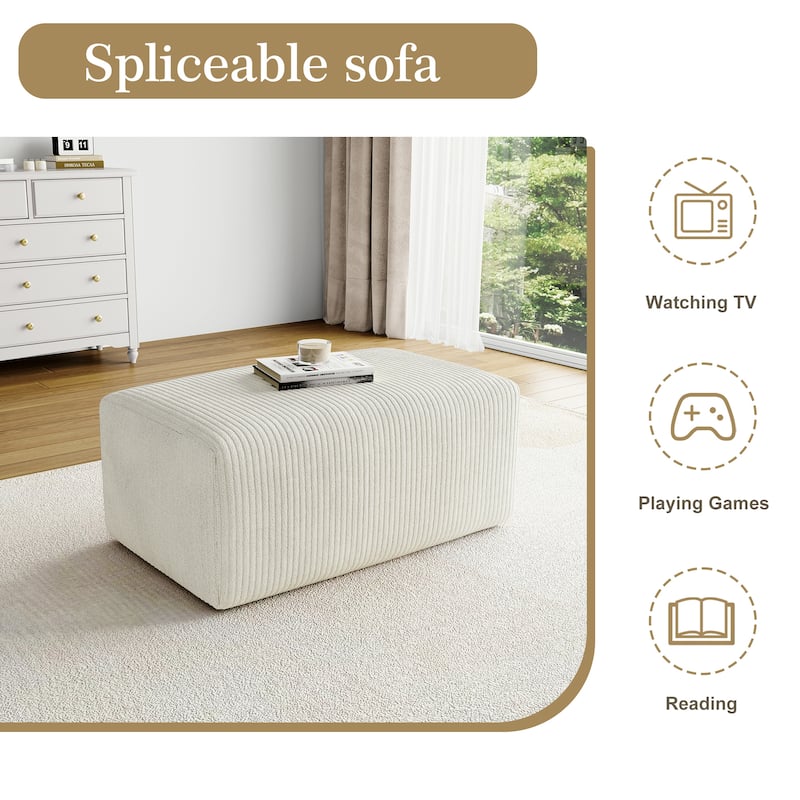 UIXE Oversize Corduroy Rectangle Ottomans And Poufs