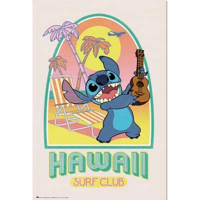 Stitch - Hawaian Surf Club Art Poster - 24 x 36 Inch