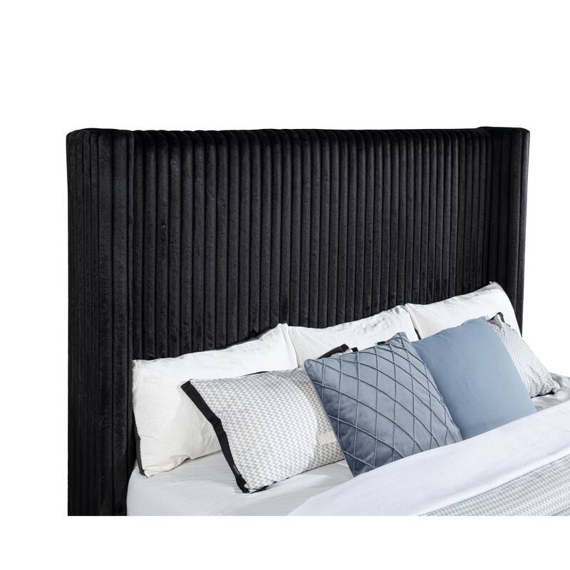 Centergrove Upholstered Wingback TV Bed Black