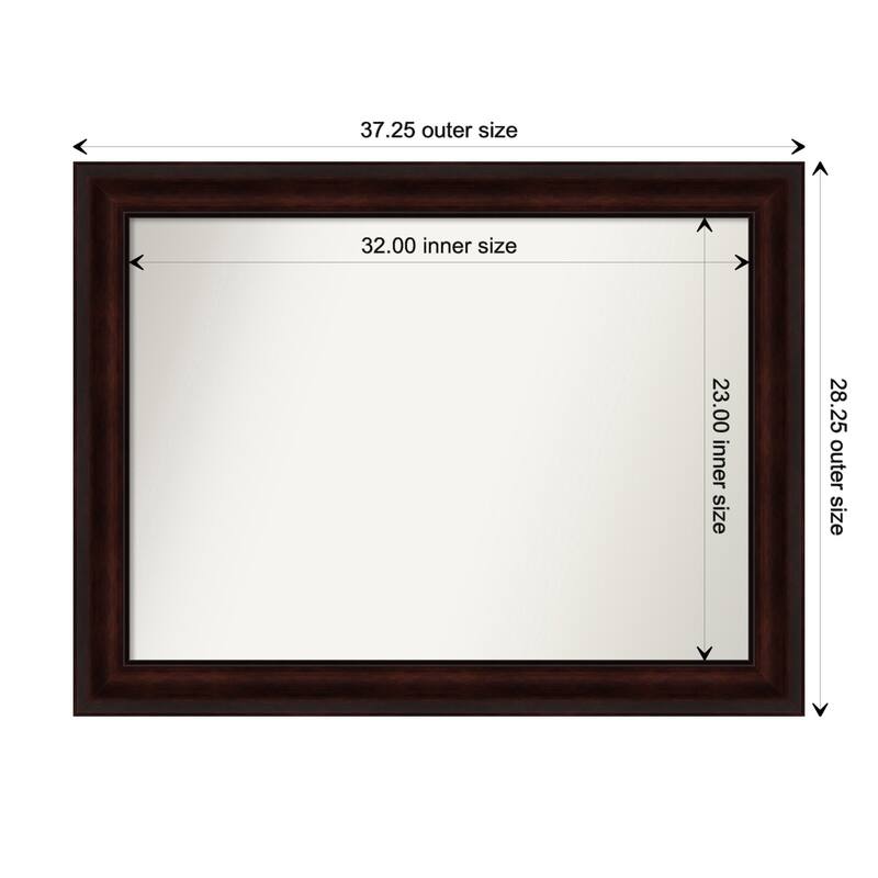 Coffee Bean Brown Framed Non-Beveled Custom Wall Mirror, Bathroom Vanity Mirror - Outer Size: 37.25 x 28.25