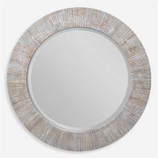 Uttermost Repose Whitewash Round Mirror - 36"W x 36"H x 1.3"D
