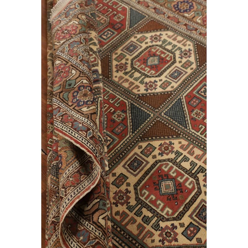 Geometric Anatolian Turkish Vintage Area Rug Handmade Wool Carpet - 6'7" X 9'8"