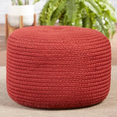 Santa Rosa Woven Jute-look Indoor/ Outdoor Solid Pouf - 18"X18"X12"