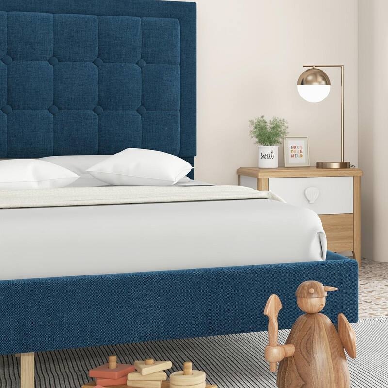 Adjustable Bed Frame with Upholstered Button Tufted Headboard