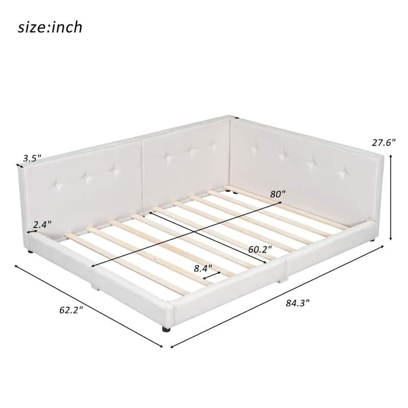 Upholstered Queen Size Platform Bed with USB Ports, Beige