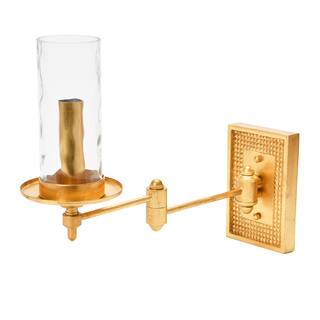 Metal and Glass Wall Sconce - 4.9"L x 17.8"W x 13.6"H