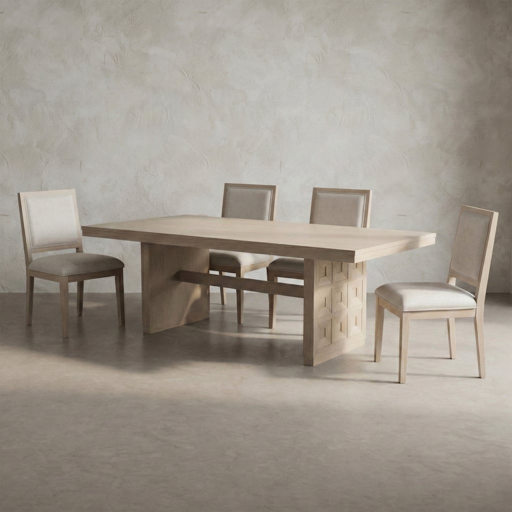 Furniture of America Durem II Modern 5-Piece Solid Wood 86-inch Dining Table Set