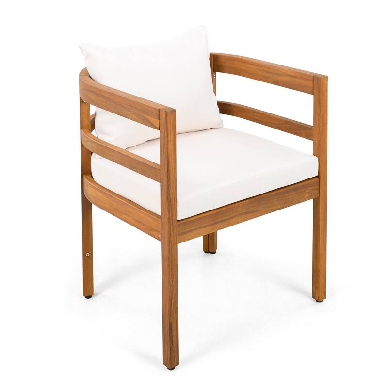 Christopher Knight Home - Harborlane Outdoor Acacia Wood 5-Piece Patio Dining Set with Cushioned Chairs