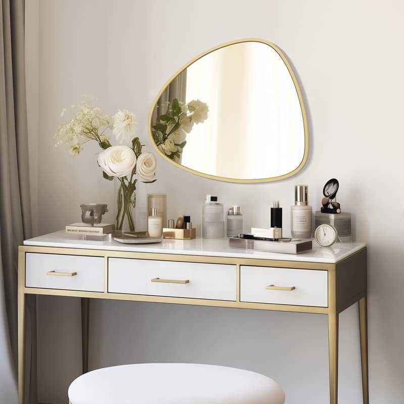 Aluminum-framed Pebble Asymmetrical Decorative Mirror